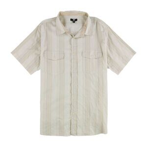 Frye Mens Textured Stripes Button Up Shirt, Multicoloured, XL Neck, DM